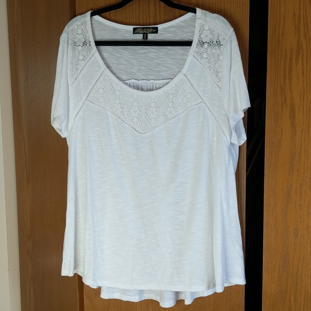 Embellished scoop neck tee